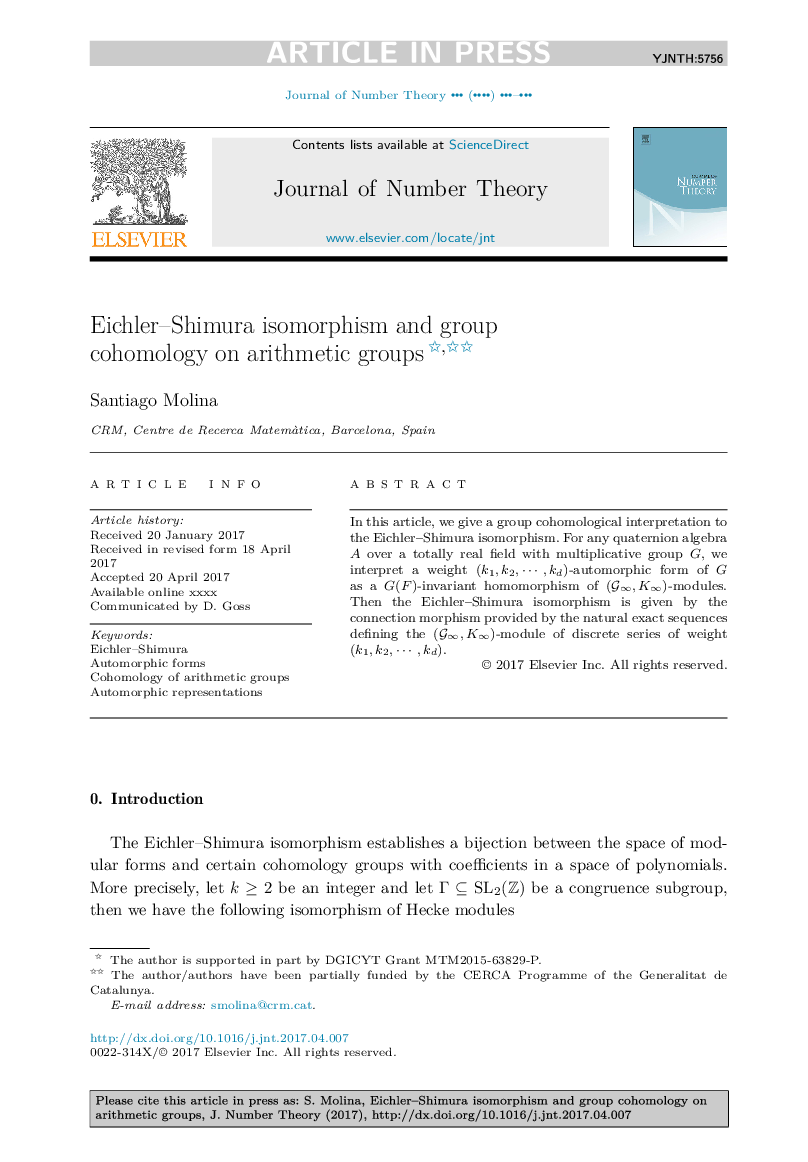 Eichler-Shimura isomorphism and group cohomology on arithmetic groups