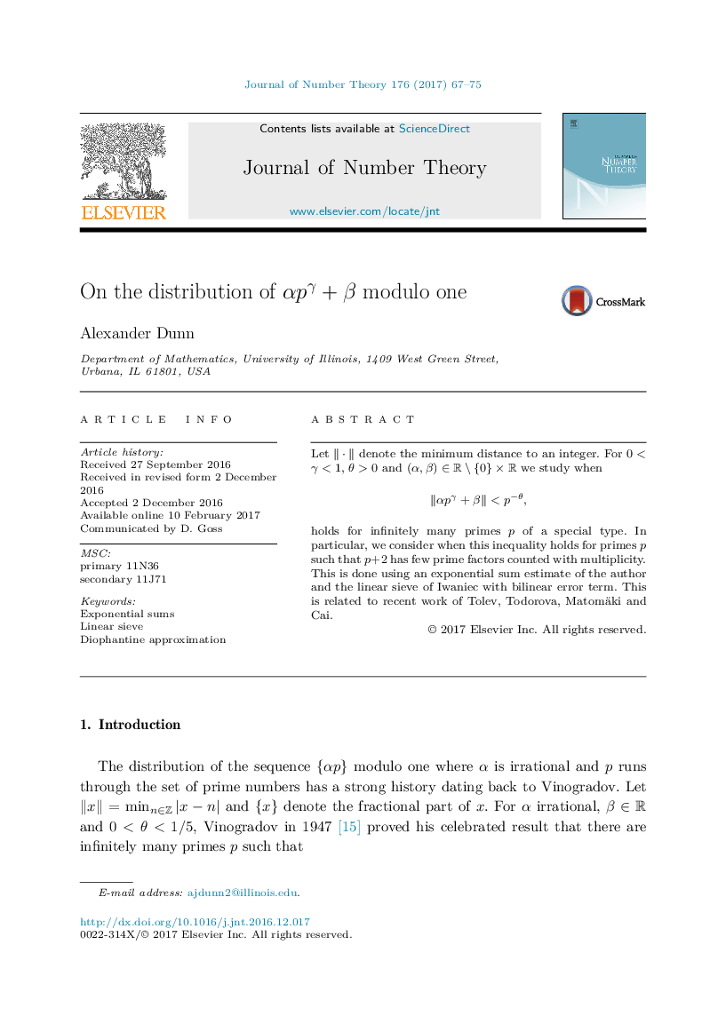 On the distribution of Î±pÎ³Â +Â Î² modulo one