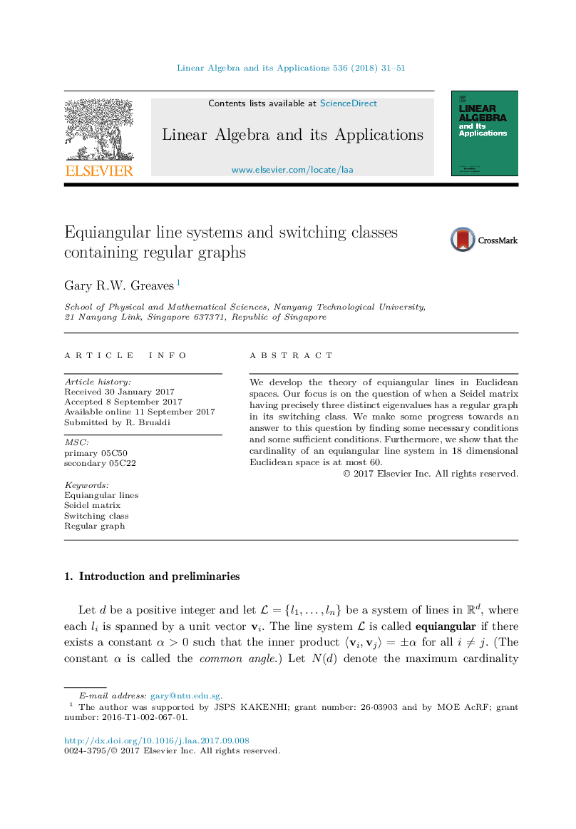 Equiangular line systems and switching classes containing regular graphs