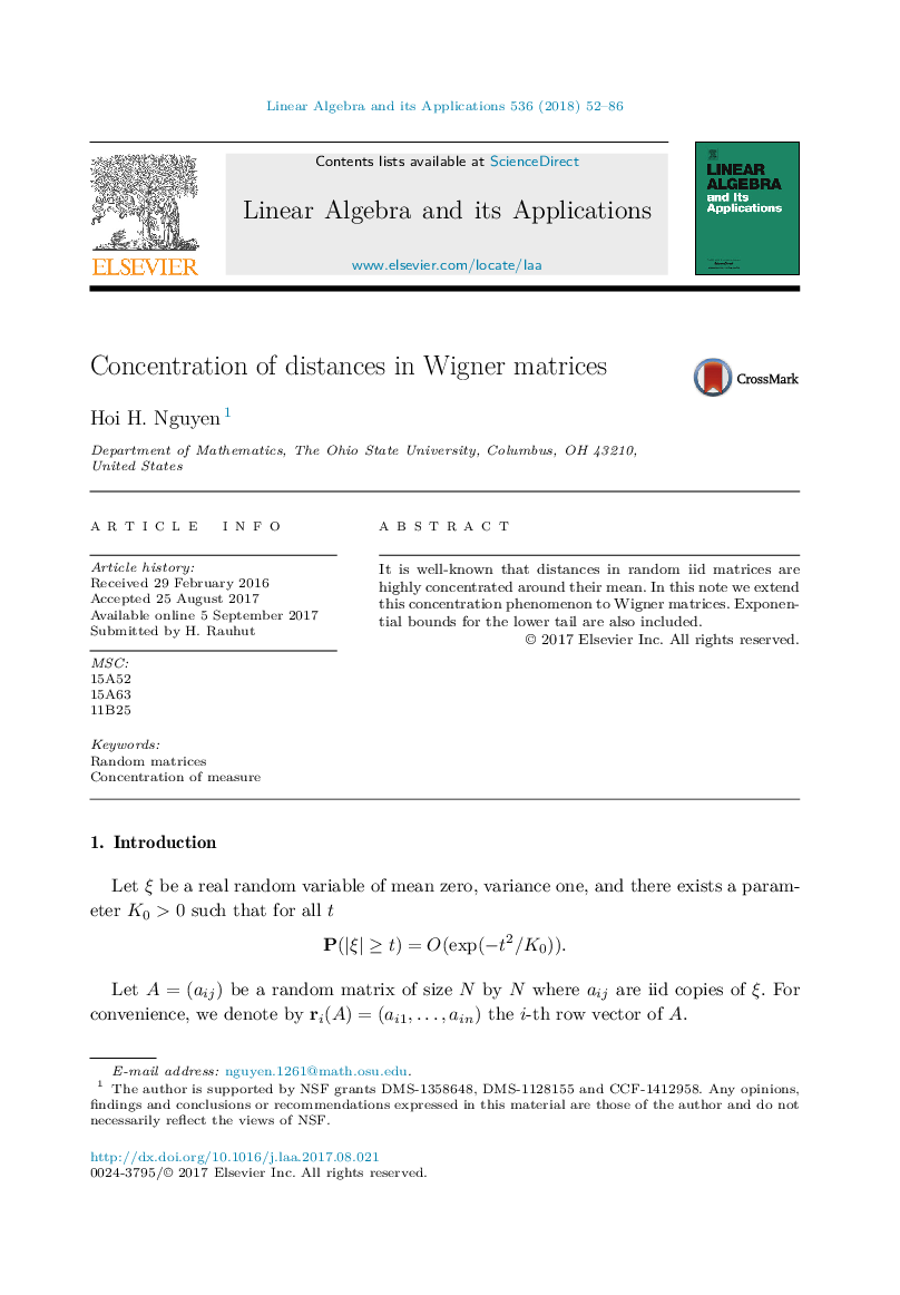 Concentration of distances in Wigner matrices