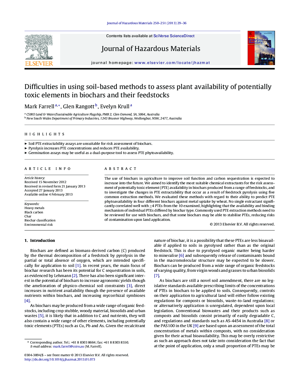 Difficulties in using soil-based methods to assess plant availability of potentially toxic elements in biochars and their feedstocks