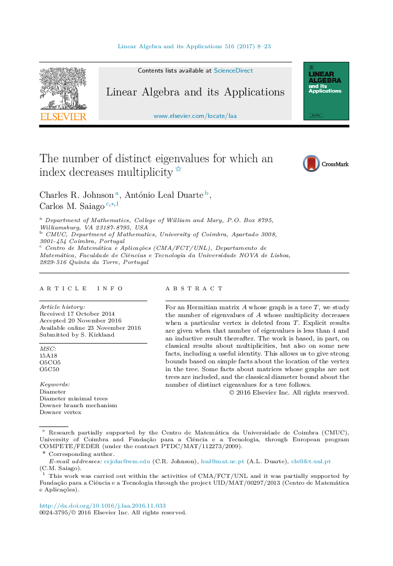 The number of distinct eigenvalues for which an index decreases multiplicity