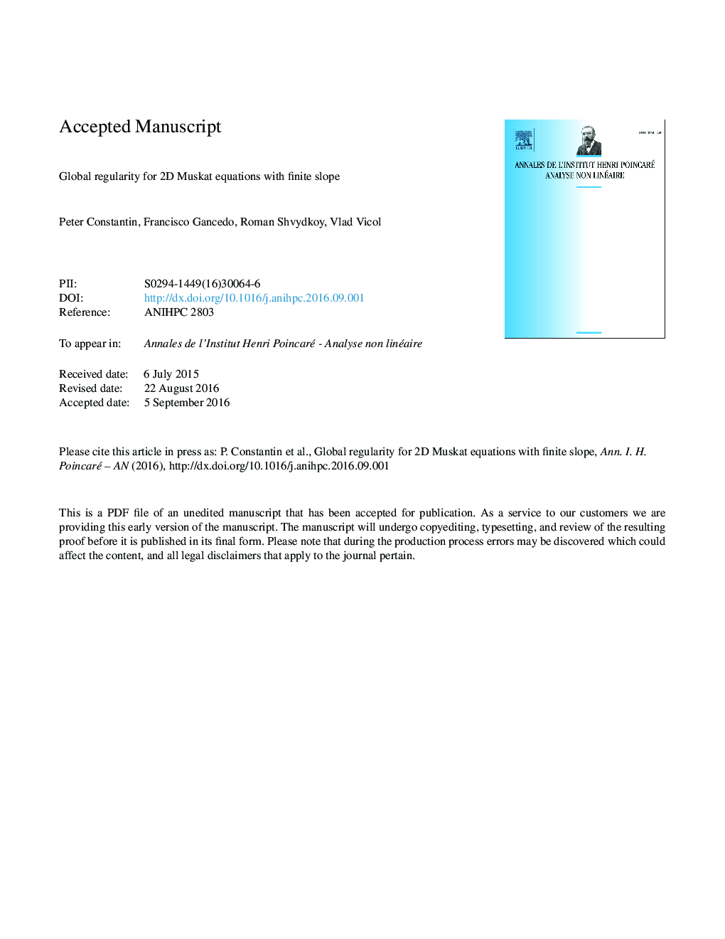 Global regularity for 2D Muskat equations with finite slope