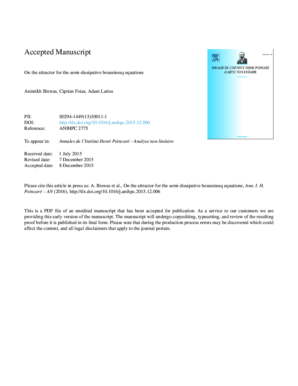 On the attractor for the semi-dissipative Boussinesq equations