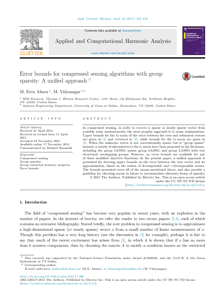 Error bounds for compressed sensing algorithms with group sparsity: A unified approach