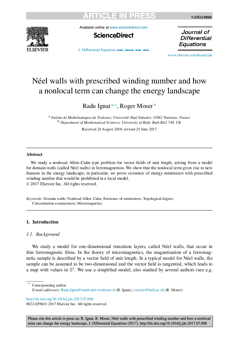 Néel walls with prescribed winding number and how a nonlocal term can change the energy landscape