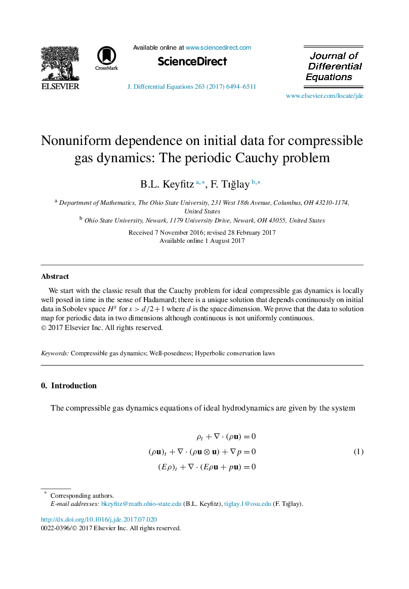 Nonuniform dependence on initial data for compressible gas dynamics: The periodic Cauchy problem