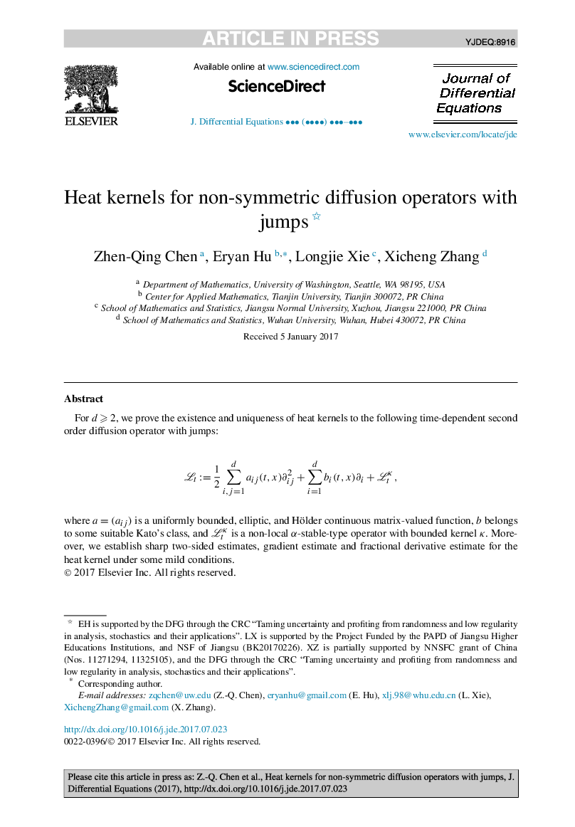 Heat kernels for non-symmetric diffusion operators with jumps