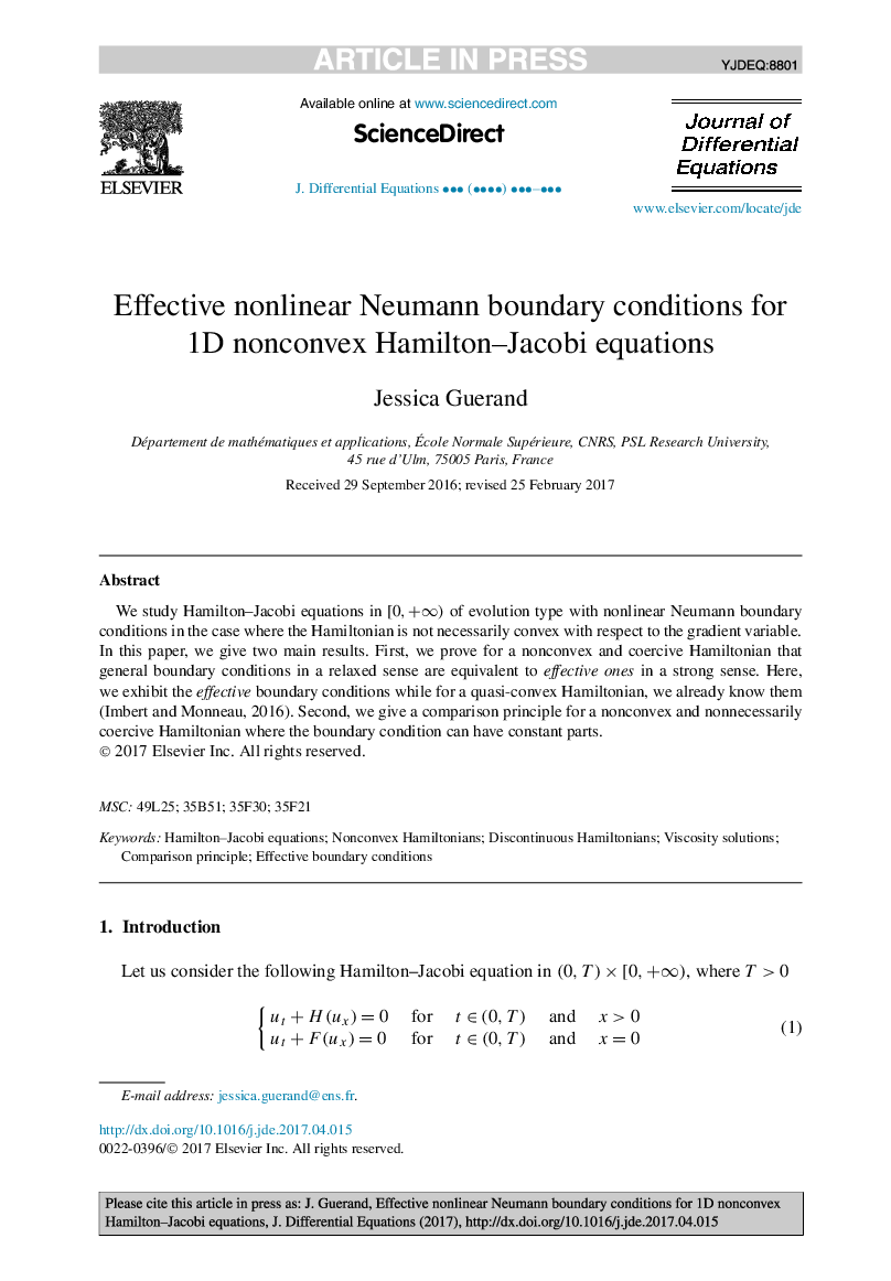 Effective nonlinear Neumann boundary conditions for 1D nonconvex Hamilton-Jacobi equations