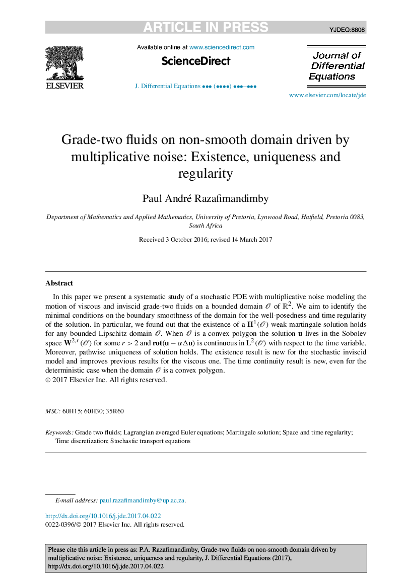 Grade-two fluids on non-smooth domain driven by multiplicative noise: Existence, uniqueness and regularity