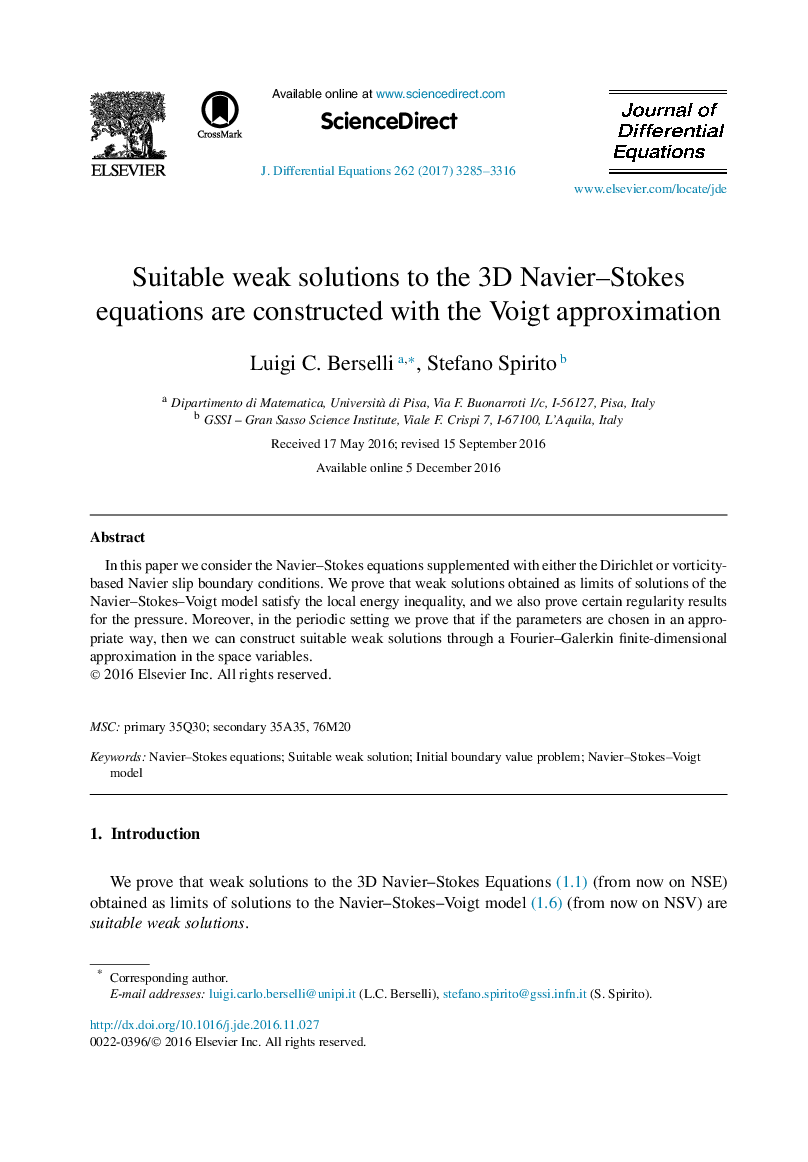 Suitable weak solutions to the 3D Navier-Stokes equations are constructed with the Voigt approximation