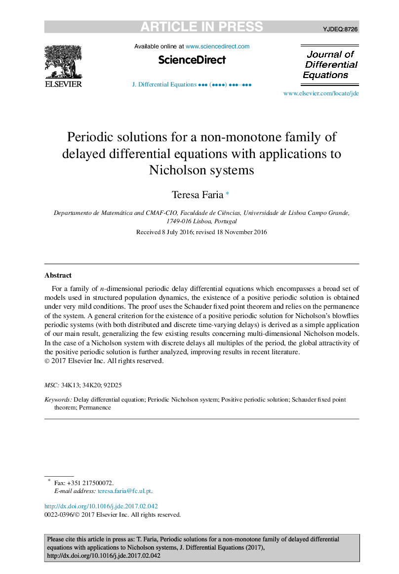 راه حل های دوره ای برای یک خانواده غیر مونتنی از معادلات دیفرانسیل با تأخیر با برنامه های کاربردی به سیستم های نیکلسون