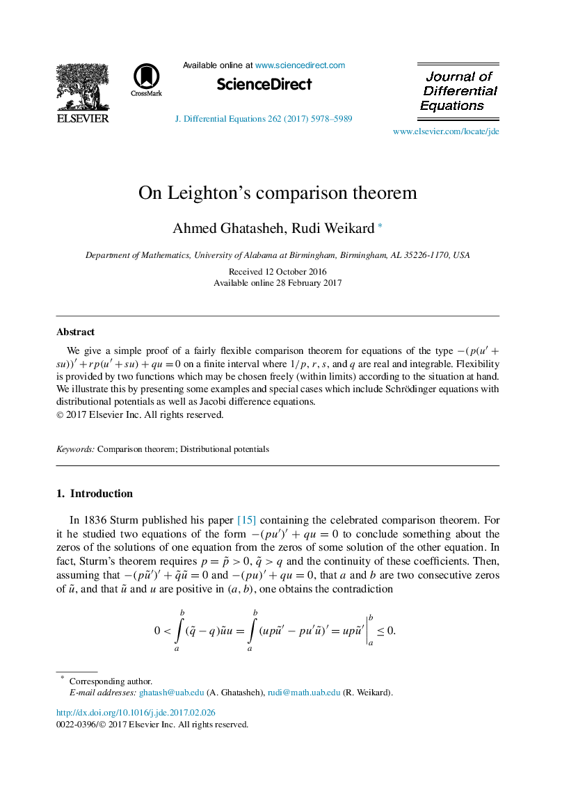 On Leighton's comparison theorem