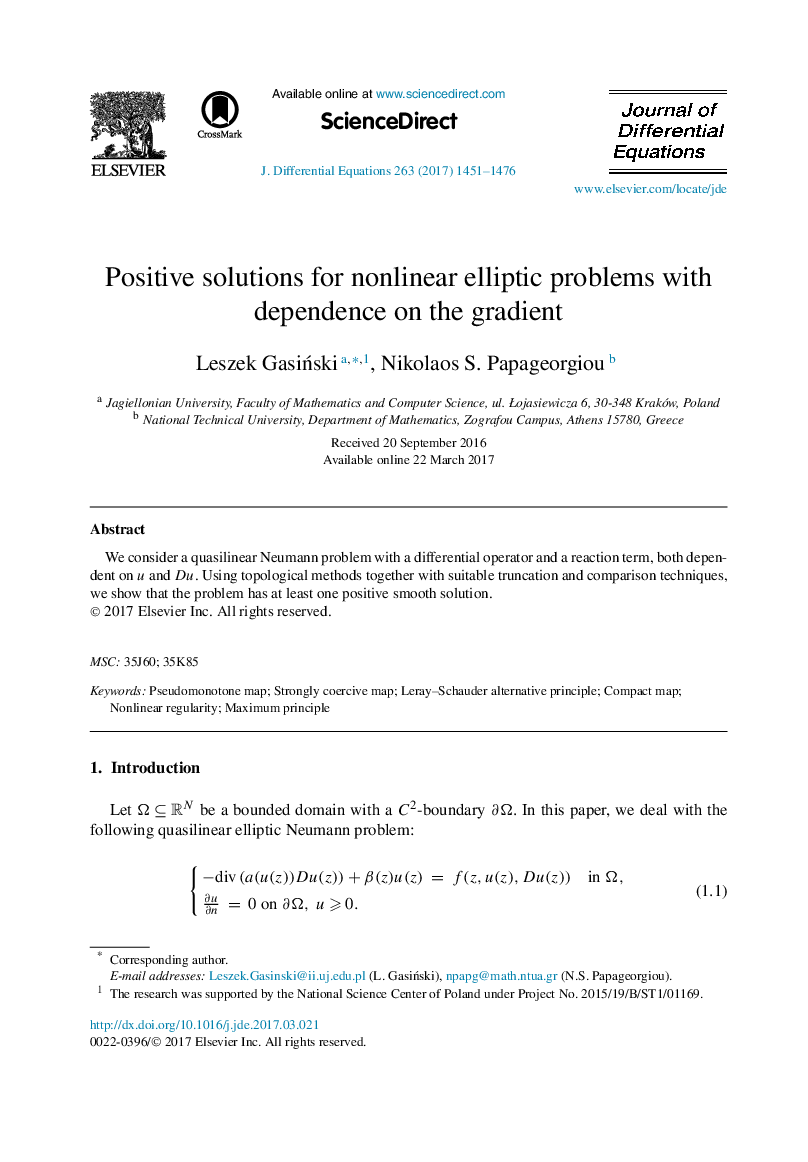 Positive solutions for nonlinear elliptic problems with dependence on the gradient