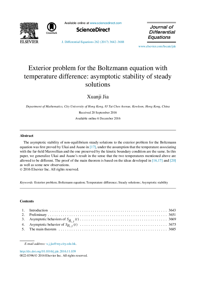 Exterior problem for the Boltzmann equation with temperature difference: asymptotic stability of steady solutions