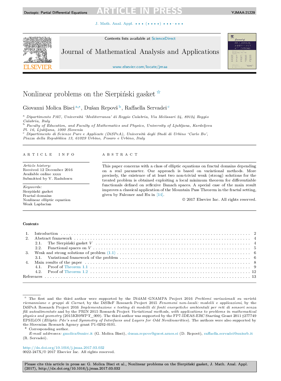 Nonlinear problems on the SierpiÅski gasket