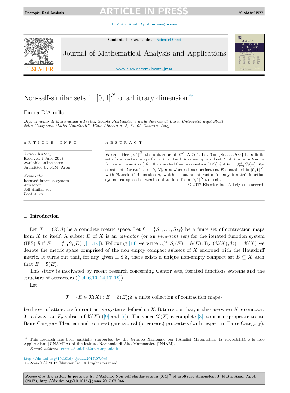 Non-self-similar sets in [0,1]N of arbitrary dimension