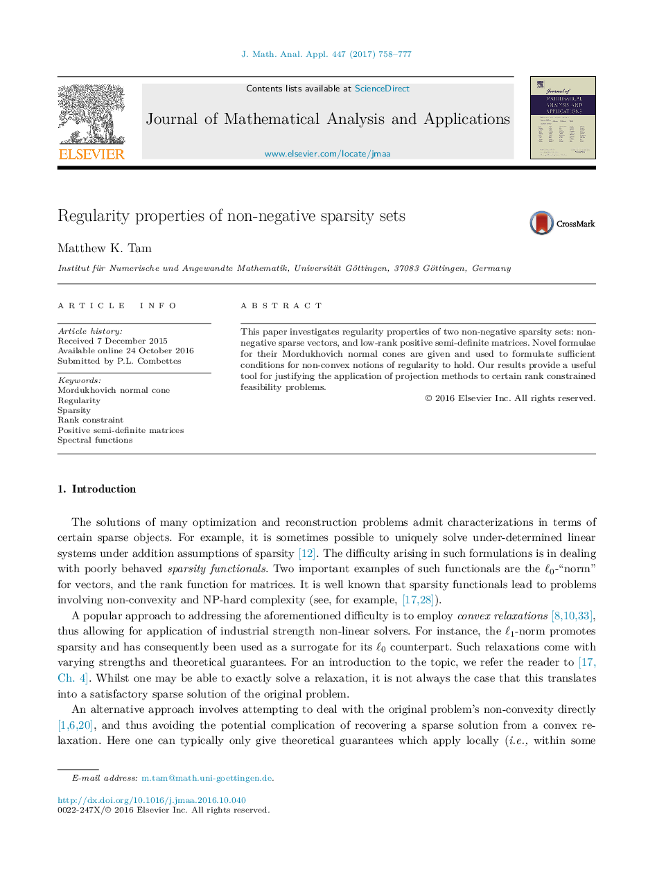 Regularity properties of non-negative sparsity sets