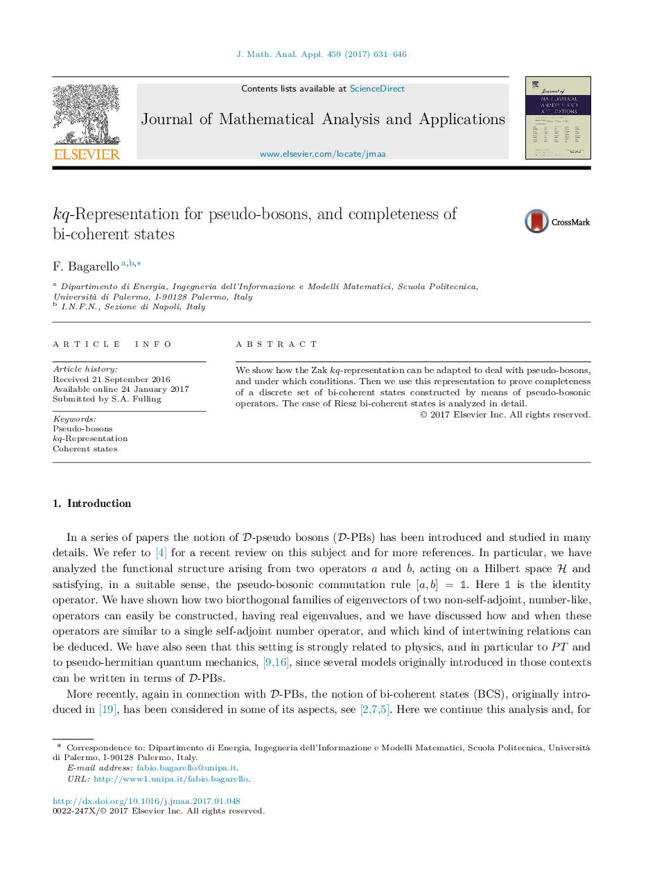 kq-Representation for pseudo-bosons, and completeness of bi-coherent states