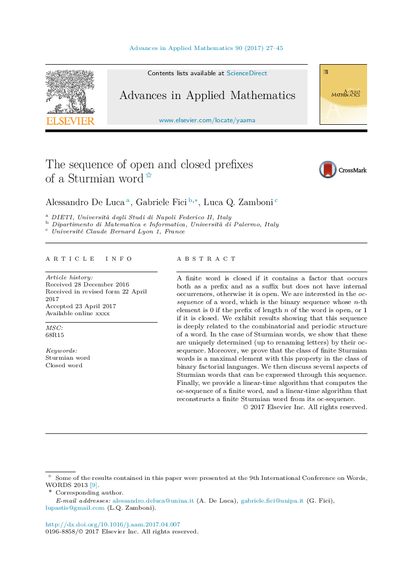 The sequence of open and closed prefixes of a Sturmian word