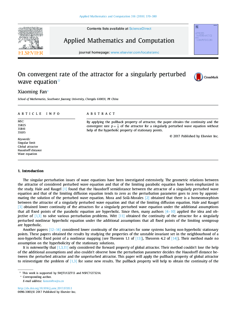 On convergent rate of the attractor for a singularly perturbed wave equation