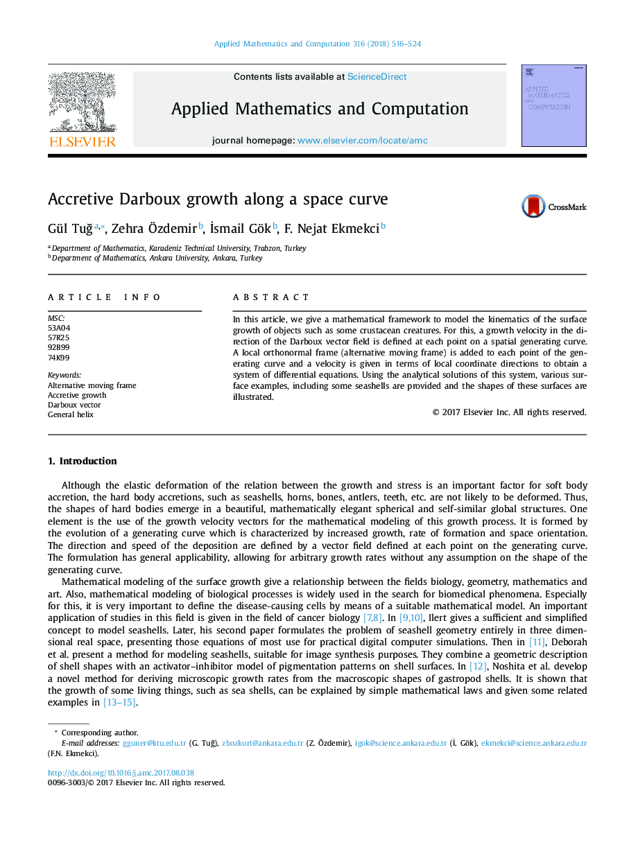 Accretive Darboux growth along a space curve