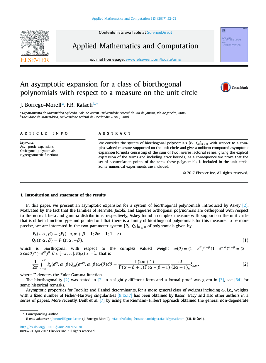 An asymptotic expansion for a class of biorthogonal polynomials with respect to a measure on the unit circle