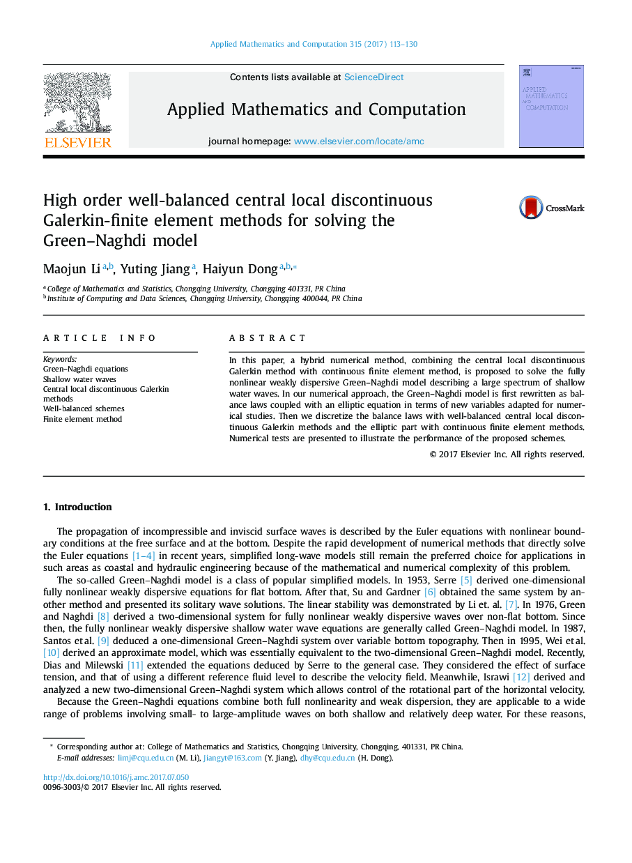 High order well-balanced central local discontinuous Galerkin-finite element methods for solving the Green-Naghdi model