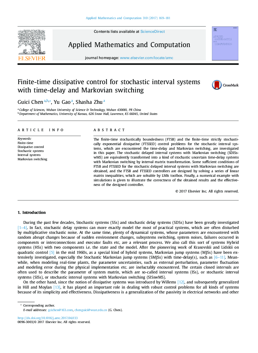 Finite-time dissipative control for stochastic interval systems with time-delay and Markovian switching