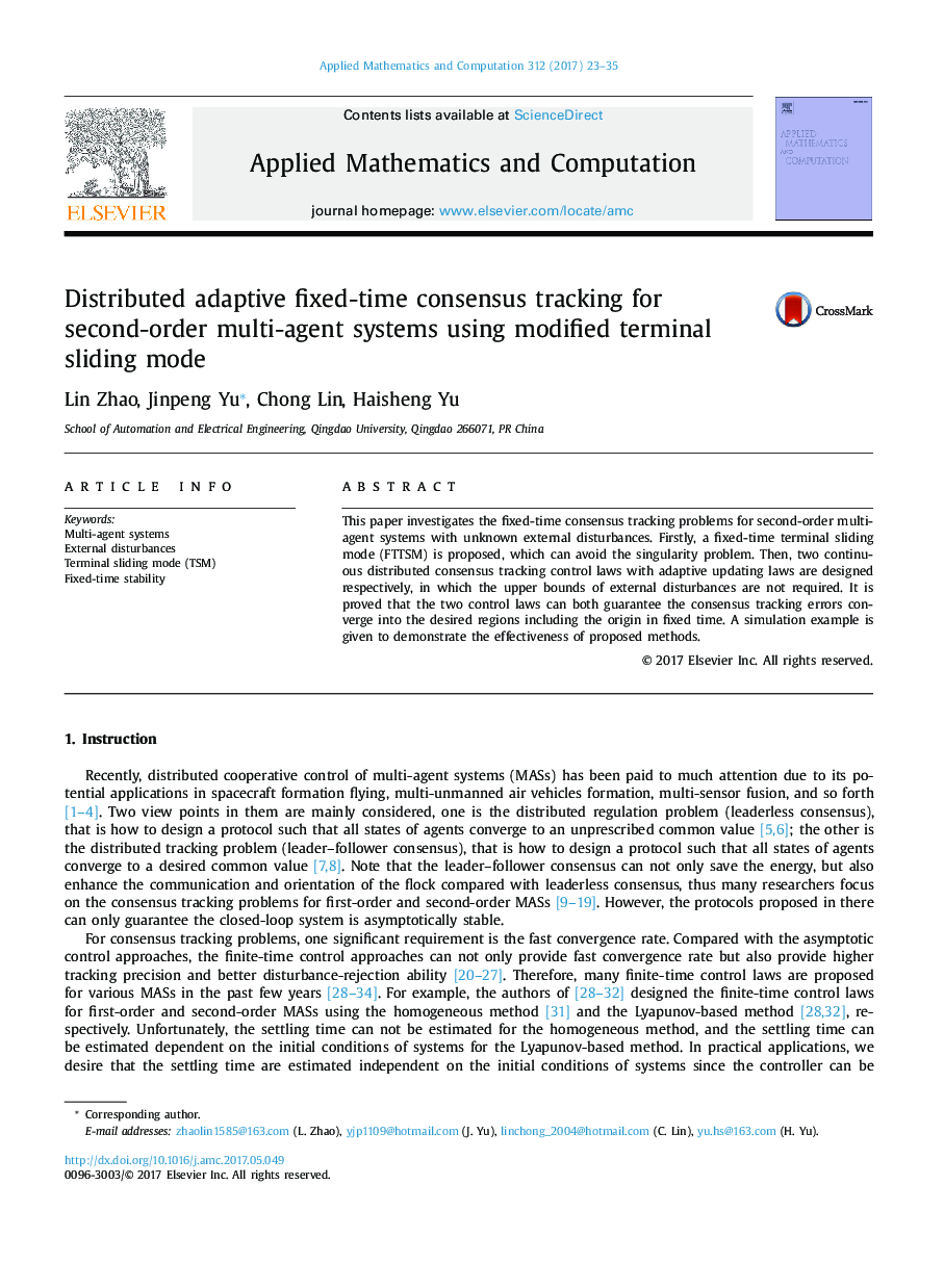 Distributed adaptive fixed-time consensus tracking for second-order multi-agent systems using modified terminal sliding mode