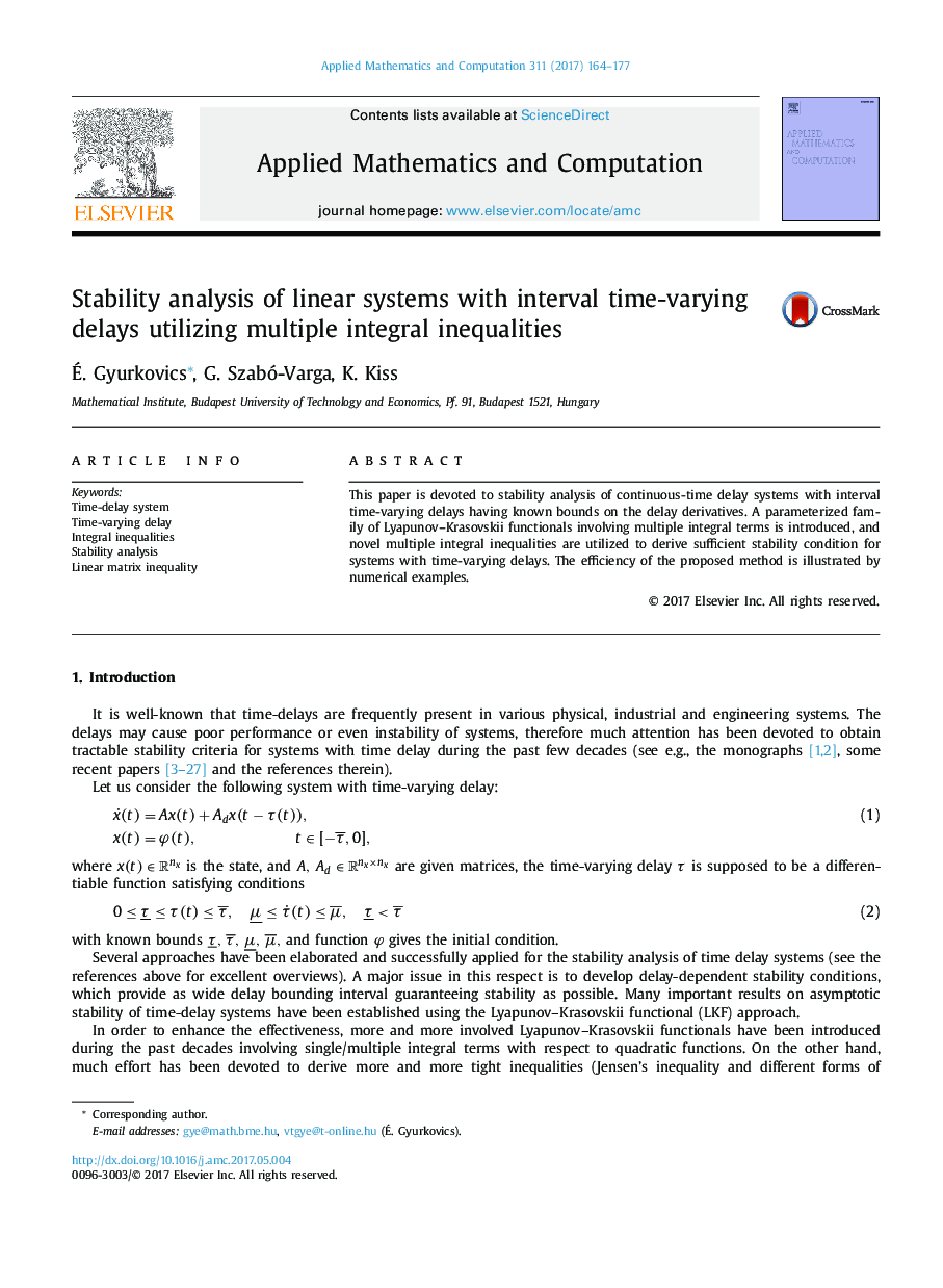 Stability analysis of linear systems with interval time-varying delays utilizing multiple integral inequalities
