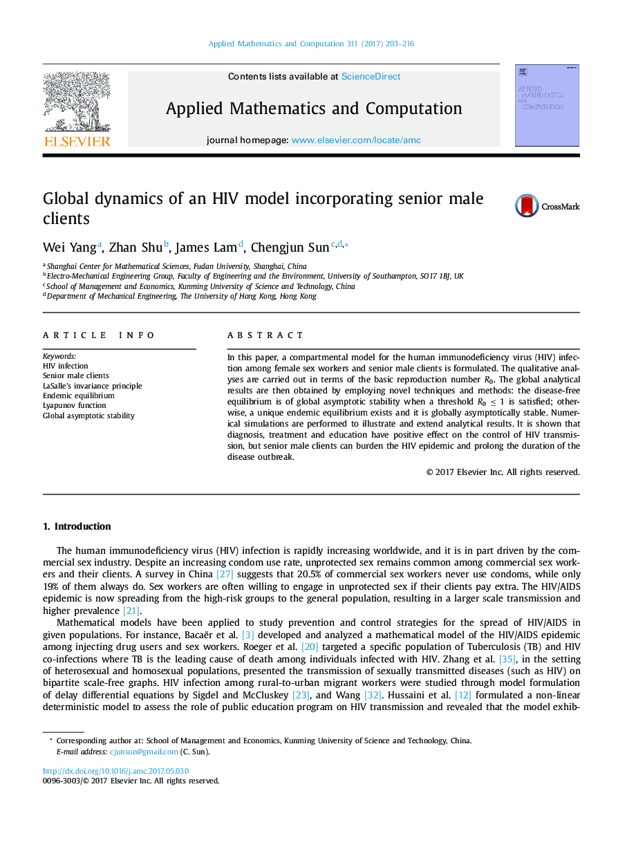 Global dynamics of an HIV model incorporating senior male clients