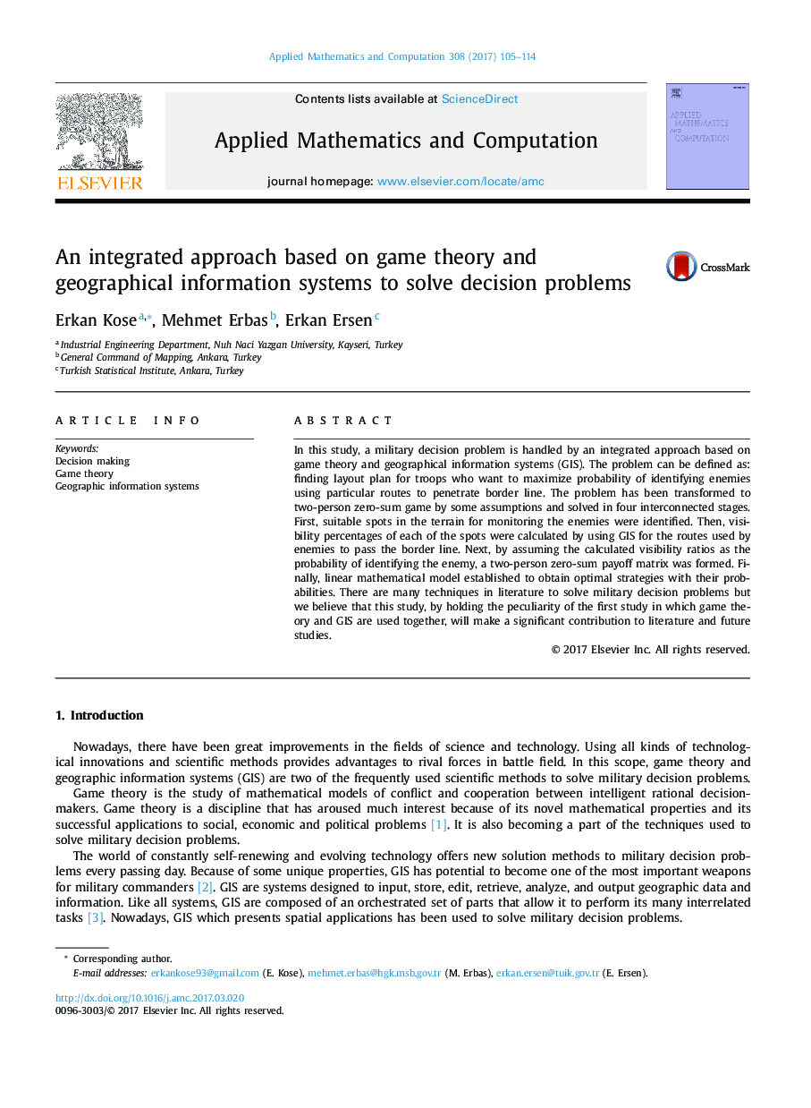 An integrated approach based on game theory and geographical information systems to solve decision problems