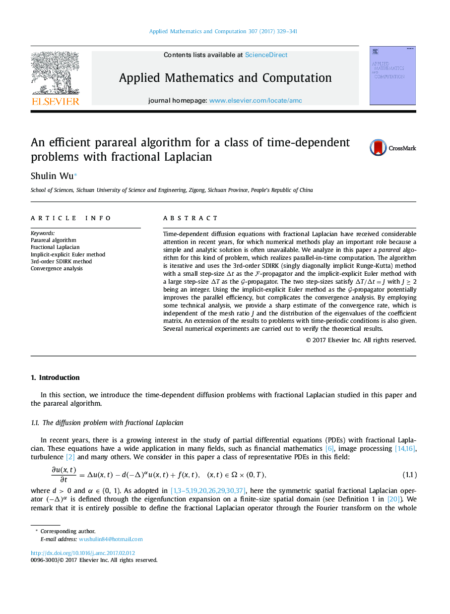 یک الگوریتم پاراریال کارآمد برای یک کلاس از مشکلات وابسته به زمان با لاپلایس کسری