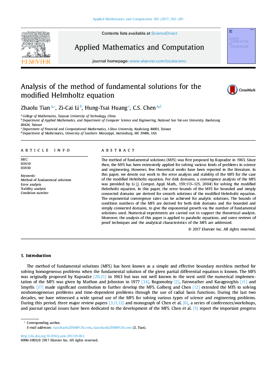 Analysis of the method of fundamental solutions for the modified Helmholtz equation