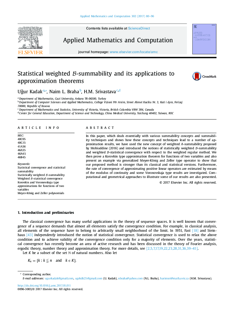 Statistical weighted B-summability and its applications to approximation theorems