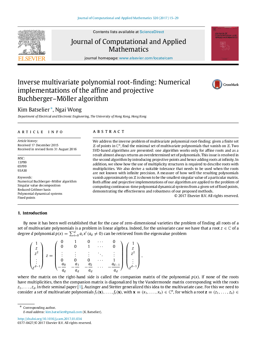 Inverse multivariate polynomial root-finding: Numerical implementations of the affine and projective Buchberger-Möller algorithm