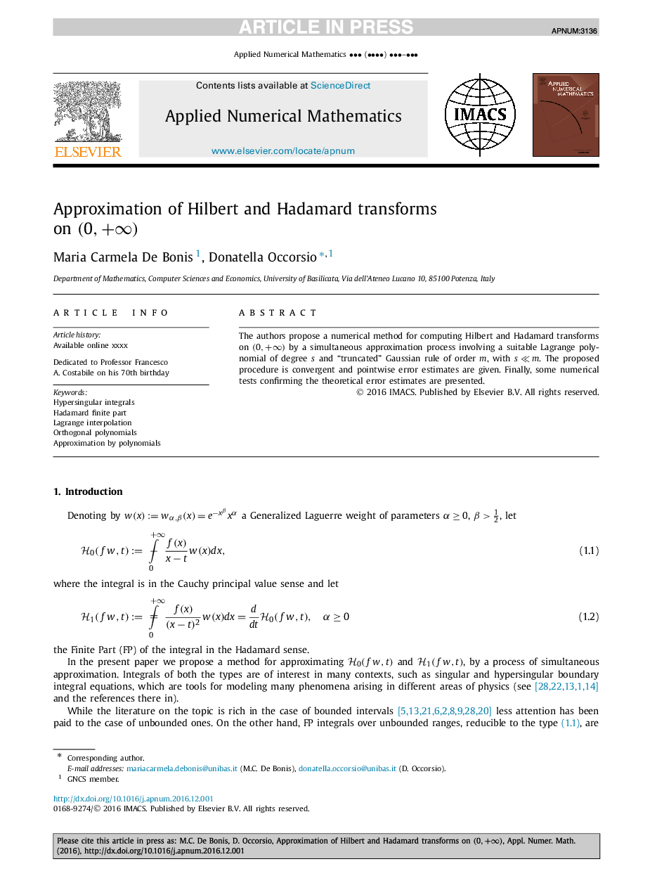 Approximation of Hilbert and Hadamard transforms on (0,+â)