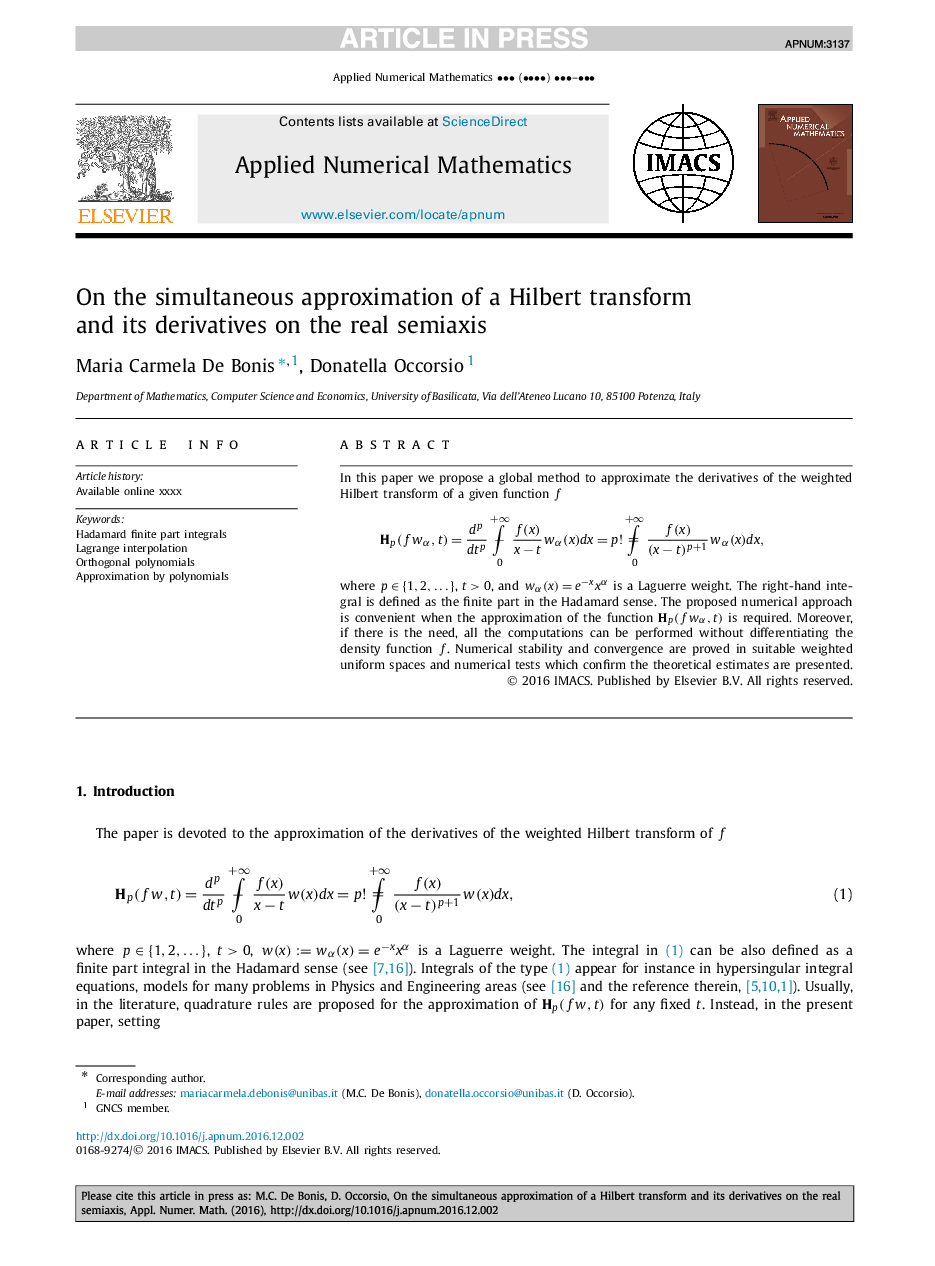 On the simultaneous approximation of a Hilbert transform and its derivatives on the real semiaxis