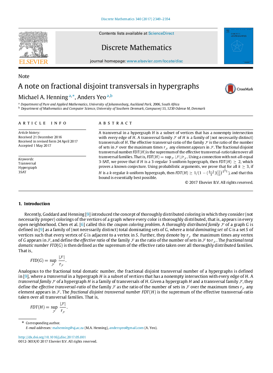 A note on fractional disjoint transversals in hypergraphs