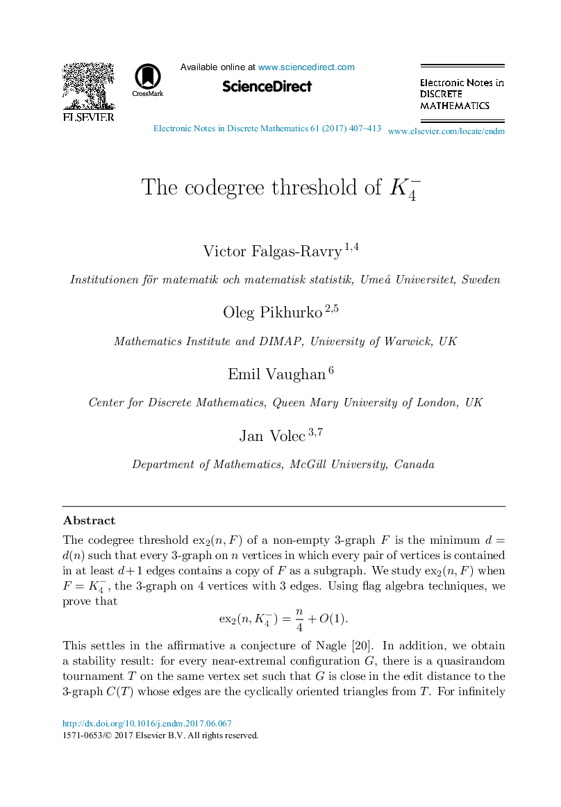 The codegree threshold of K4â