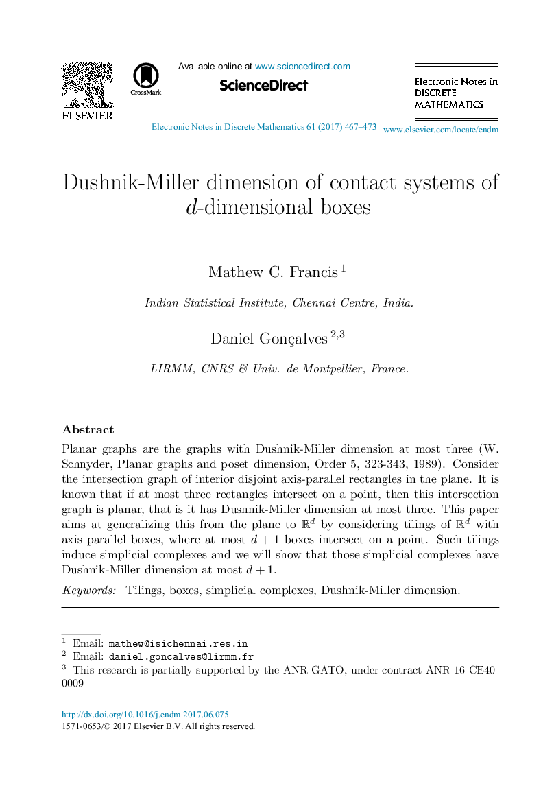 Dushnik-Miller dimension of contact systems of d-dimensional boxes