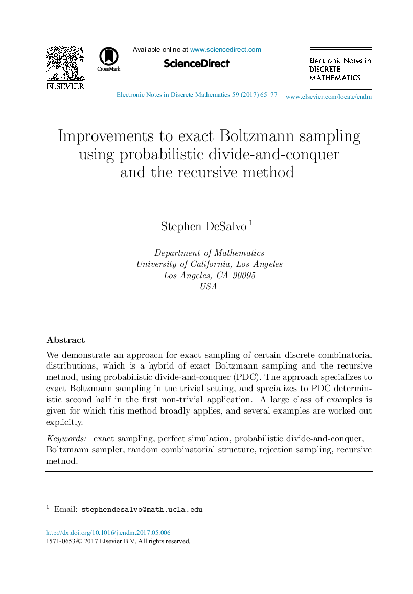 Improvements to exact Boltzmann sampling using probabilistic divide-and-conquer and the recursive method