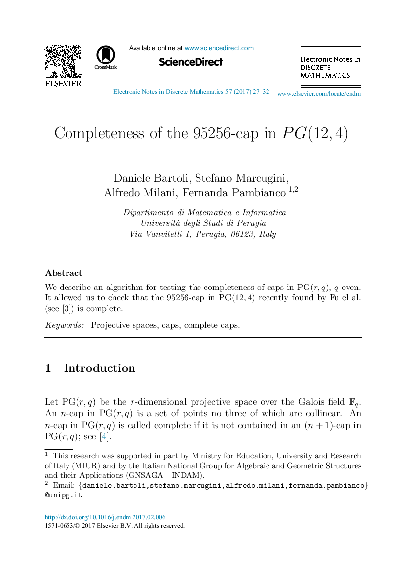 Completeness of the 95256-cap in PG(12, 4)