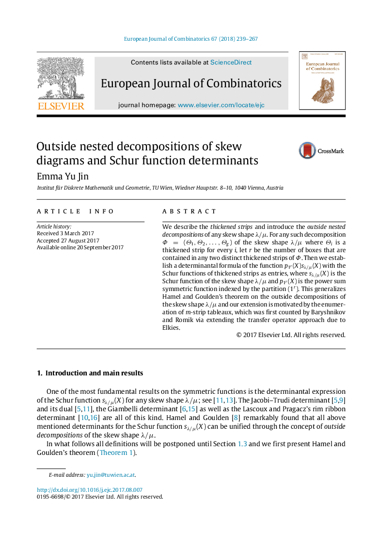 Outside nested decompositions of skew diagrams and Schur function determinants