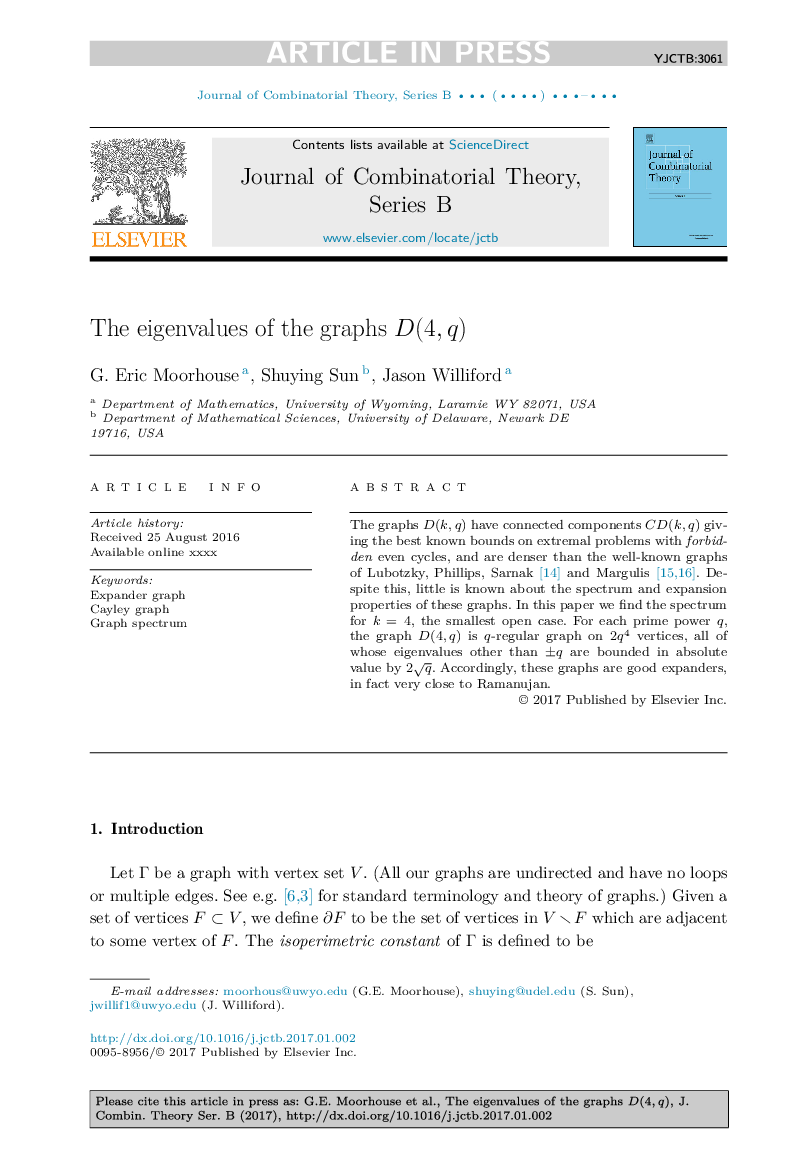 The eigenvalues of the graphs D(4,q)