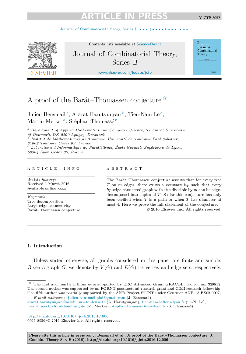 A proof of the Barát-Thomassen conjecture