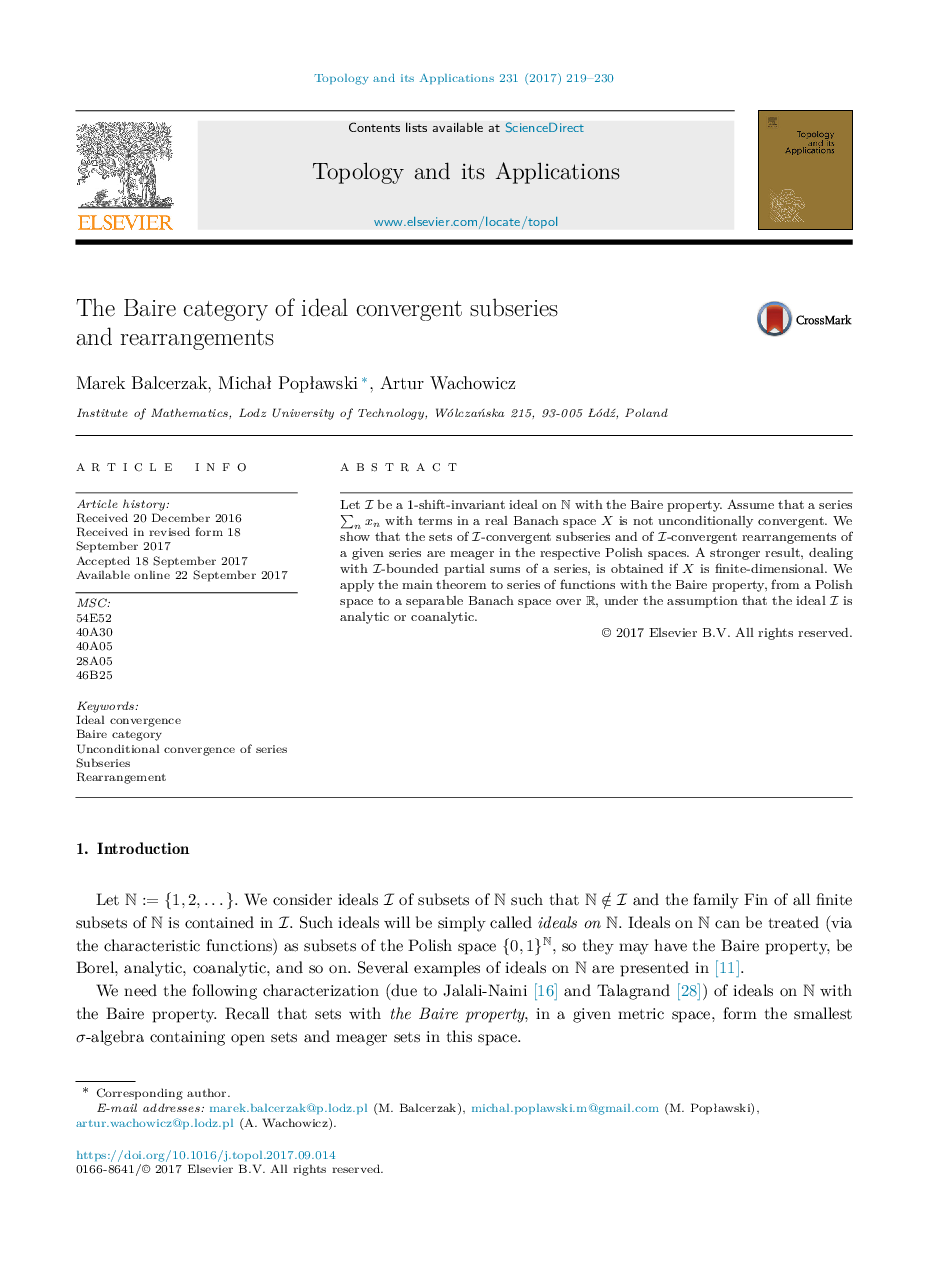 The Baire category of ideal convergent subseries and rearrangements