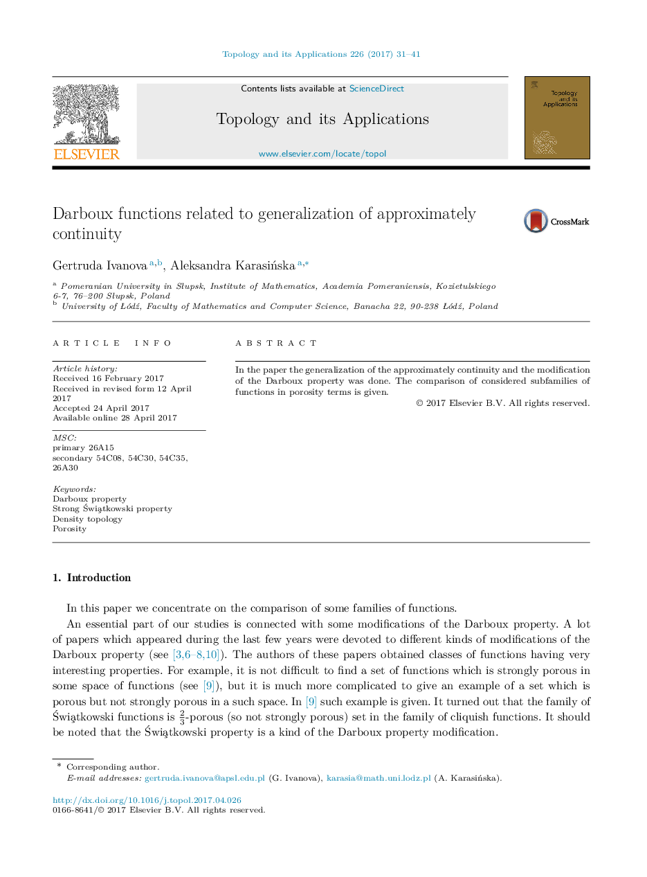 Darboux functions related to generalization of approximately continuity