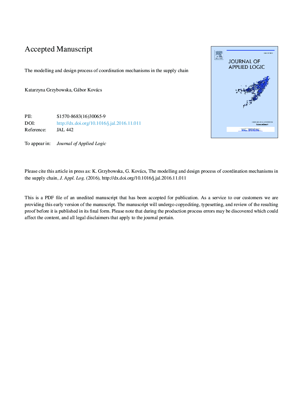 The modelling and design process of coordination mechanisms in the supply chain